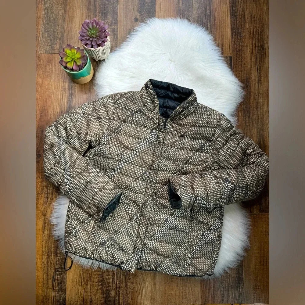 Duvetica Down Reversible Coat Snakeskin/Gray